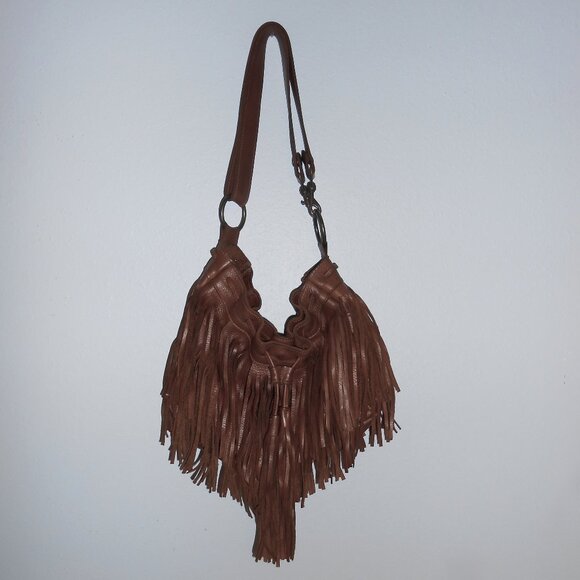 McFadin fringed leather shoulder / crossbody bag - Picture 1 of 13